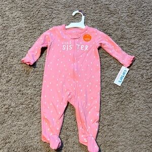 Carter's Pink Polka Dot 'Little Sister' Footie